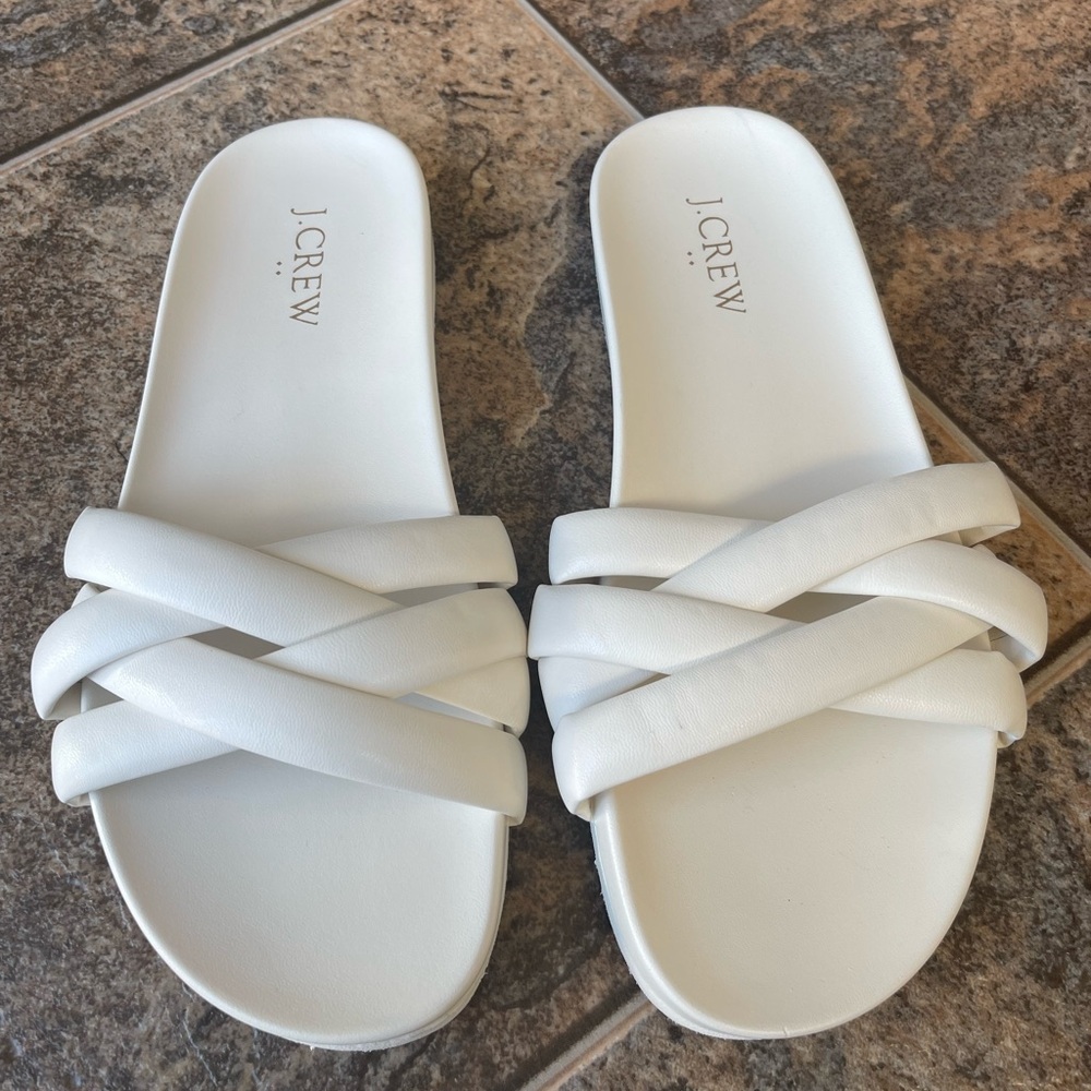 NEW!!! J Crew Pacific Crisscross Strap Sandals- White, Women’s Size 7